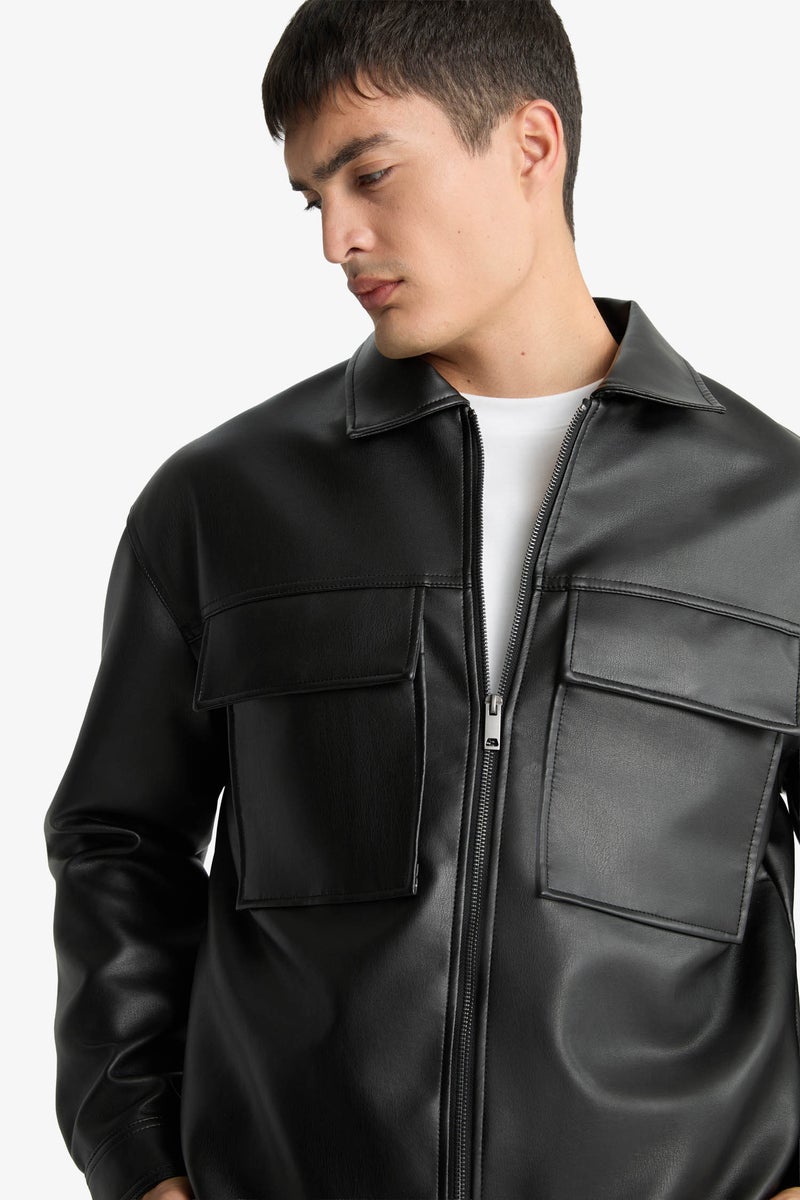 DeFacto Black Man Oversize Fit Shirt Collar Waterproof Jacket Casual - Image 4